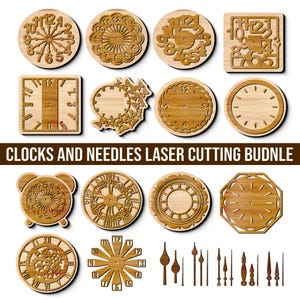 Väggklocka med siffror Svg Cricut, väggklocka med träsiffror, blandad klockdesign, klocka med siffror, laserskuren Svg-fil (digital nedladdning)