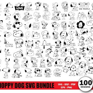 Cute Dog Svg Bundle, Snoopyy, Charliee Brown Svg, Clipart, Peanuts Friends Svg,Cricut,Silhouette,Comic Dog Inspired Clipart Digital Download