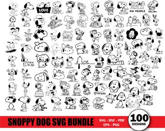 Cute Dog Svg Bundle, Snoopyy, Charliee Brown Svg, Clipart, Peanuts Friends Svg,Cricut,Silhouette,Comic Dog Inspired Clipart Digital Download