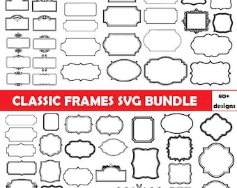 Frames Svg Bundle, Label Borders Svg, Decorative Frames, Label Frames Clipart, Ornamental Frame Clipart, Trendy Laser Cut Frames