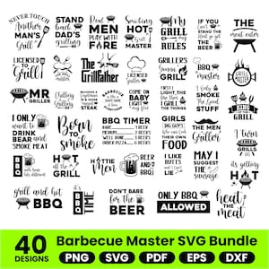 Barbecue Grill Bundle SVG Schnittdateien, druckbare Clipart Vektor, lustiges BBQ Zitat svg, Barbecue Grill Sprüche svg, BBQ Shirt Print, Aufkleber