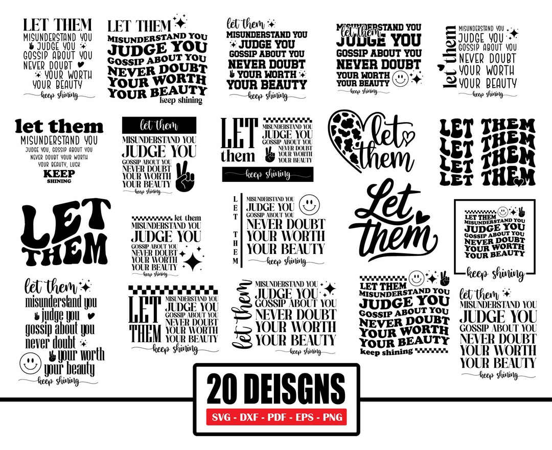 Inspirational Quotes SVG Bundle: Self-love & Mental Health Designs (20 ...
