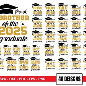 2025 Graduate SVG Bundle: Proud Family Designs (Digital Download, 40 Files)