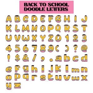Back to School Doodle Alphabet PNG | Cute Teacher Clipart Letters | Pencil Font Bundle | Hand Drawn Sublimation Alpha Pack | Groovy SVG