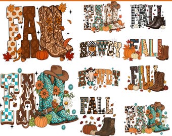 Cowboy Checkered Fall Png Svg, Fall Pumpkin Png, Howdy PNG, Autumn Shirt Design, cowboy boots cow, Western Halloween Ghost Sublimation