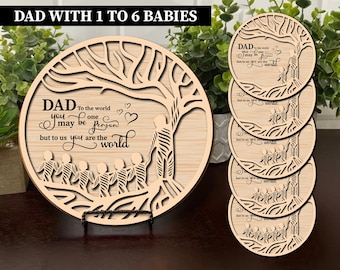 Laser Cut Dad Tree SVG, Father’s Day Gift, Glowforge File, Papa Grandpa Sign, Tree Of Life Ornament, DIY Wood Craft Digital Download
