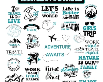 Adventure Travel SVG Bundle: Travel Svg Bundle, Vacation svg, Inspirational Quotes & Graphics (Digital Download)