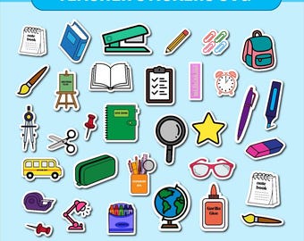 Back to School PNG, Printable Stickers, School Stickers PNG, Digital Stickers Teacher Bundle PNG, Teacher T-Shirt svg, School svg Bundle