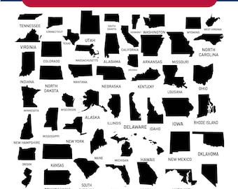 US State Outlines SVG Bundle | 50 States Svg | USA Map Silhouette Svg | Cricut & Silhouette Cut Files | State Shapes Svg