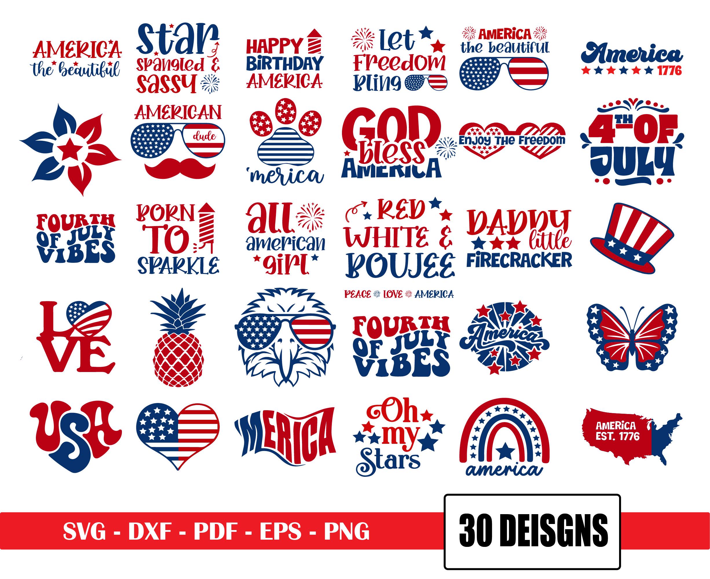 Patriotic 4th of July SVG Bundle: USA Independence Day Designs (digital ...