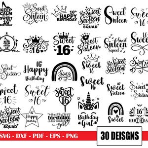 Sweet 16 SVG Bundle: Birthday Girl Designs (Digital Download)
