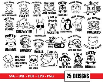 Animal Cartoon SVG Bundle: Funny Kids Designs for Cricut (Digital Download))