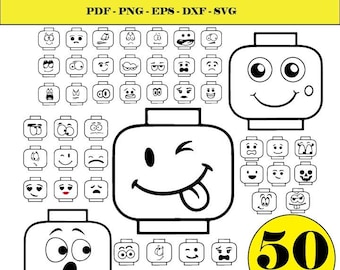 Brick Faces SVG Bundle: 50 Funny Designs for Cricut, Stickers (Digital Download)