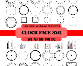 Clock Face SVG Bundle: 42 Vector Designs - Cricut, Silhouette, Glowforge (Digital Download)