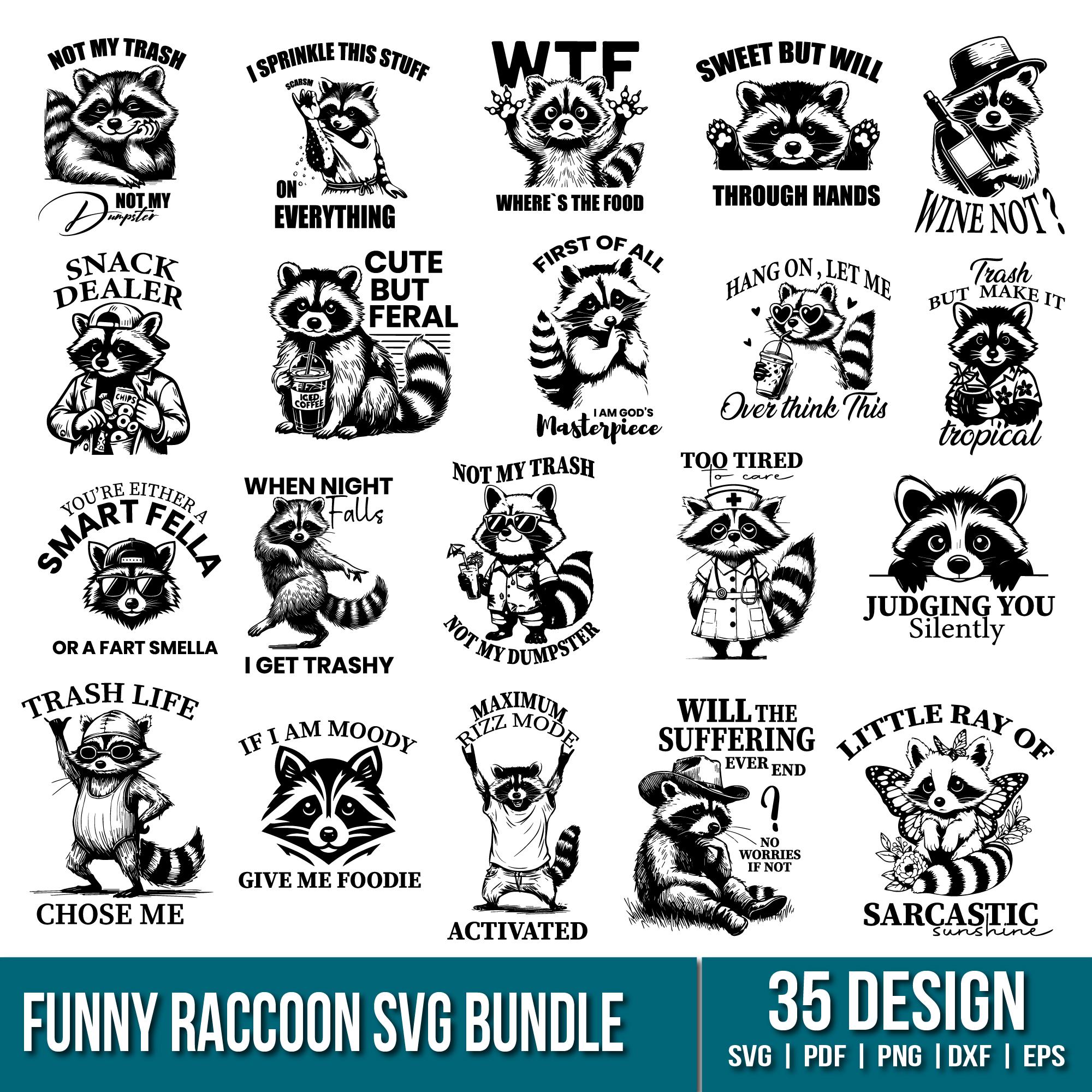 Svg Racoon Rabid Funny Raccoon SVG Bundle – 35 Sarcastic Raccoon Quotes for Cricut ...