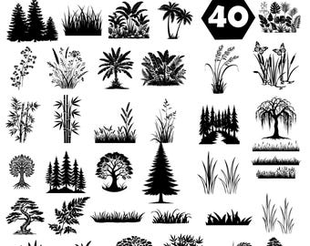Tree Svg, Tree Png Bundle, Evergreen tree svg, Tree Clipart, Pine Tree clipart, Forest Tree Svg, Tree Silhouette