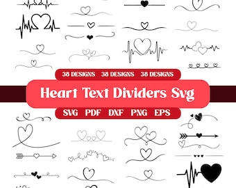 Heart Text Dividers SVG, Wedding Text Dividers SVG, Heart Border Svg, Heart Wreath Svg, Heart Svg, Doodle Heart Svg, Cricut, Clipart