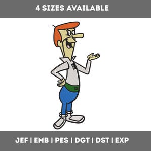 Jetsons Dad Embroidery Design – Retro Cartoon embroidery in 4 Sizes | Cartoon design for machine embroidery - Digital Download