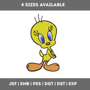 Cute Yellow Bird Embroidery Design – Cartoon Animal Machine Embroidery File – Digital Download PES DST for Kids & Gifts