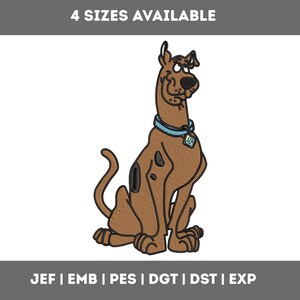 Cartoon Brown Dog Embroidery File - Sitting Dog Design, Funny Dog Machine Embroidery, 4 Sizes PES EMB DST e.t.c