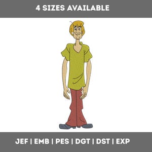 shaggy cartoon embroidery design - 90s cartoon machine embroidery - Cartoon designs for kids - 4 sizes