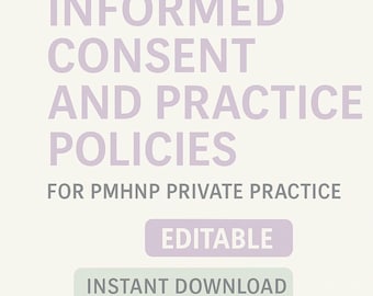 Editable PMHNP Consent & Policy Forms | Private Practice Mental Health Template Bundle | HIPAA-Compliant | Digital Download for PMHNPs