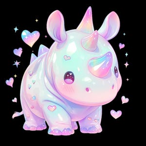 Cute Chibi Rhinoceros Clipart Bundle | 10 PNG Safari Animal Images for Crafts, Stickers & Sublimation