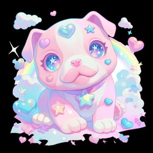 10 süße Pitbull Hund PNGs | Chibi Clipart Set für T-Shirts, Tassen und Aufkleber