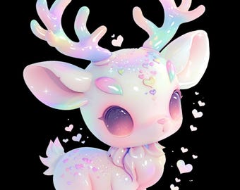 Joli cerf Chibi PNG Bundle 10 PNG Adorable clipart cerf kawaii, téléchargement numérique pour travaux manuels, autocollants, impression et sublimation