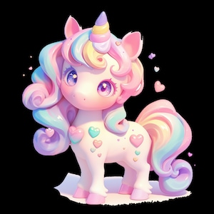 Cute Chibi Horse Unicorn PNG Bundle – 10 Magical Cliparts for Sublimation, Printing,  Crafts & Stickers