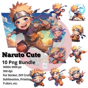 Naruto Cute PNG Bundle | 10 Digital Anime Files | 3000x3000 px | Sublimation, T-Shirts, Stickers
