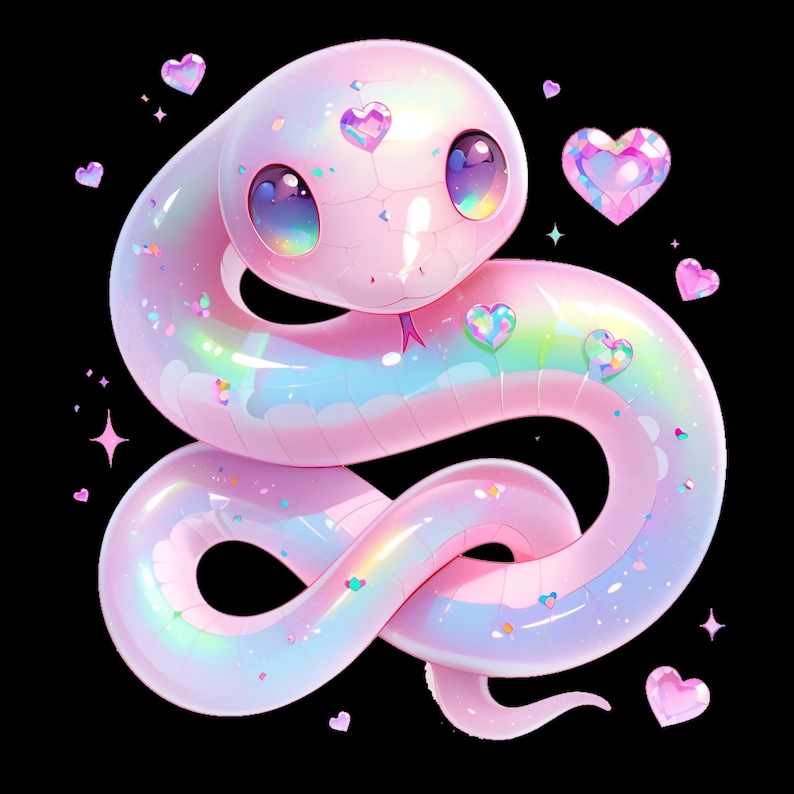 Cute Chibi Snake Clipart | 10 PNG Bundle for Sublimation, Printing ...