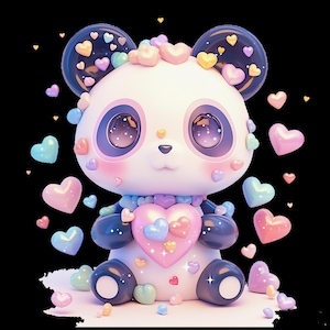 Lindo paquete de pandas chibi PNG: 10 adorables imágenes prediseñadas de animales para manualidades y sublimación
