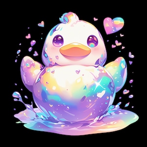 10 Cute Chibi Duck PNGs, Kawaii Farm Animals Clipart, Digital Download for Crafts