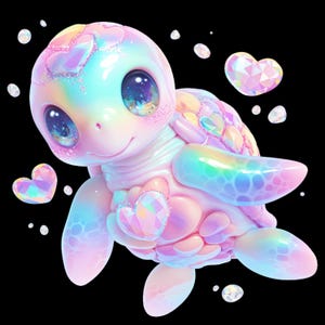 Cute Chibi Sea Turtle Clipart | 10 PNG Bundle for Sublimation, Printing & Crafts