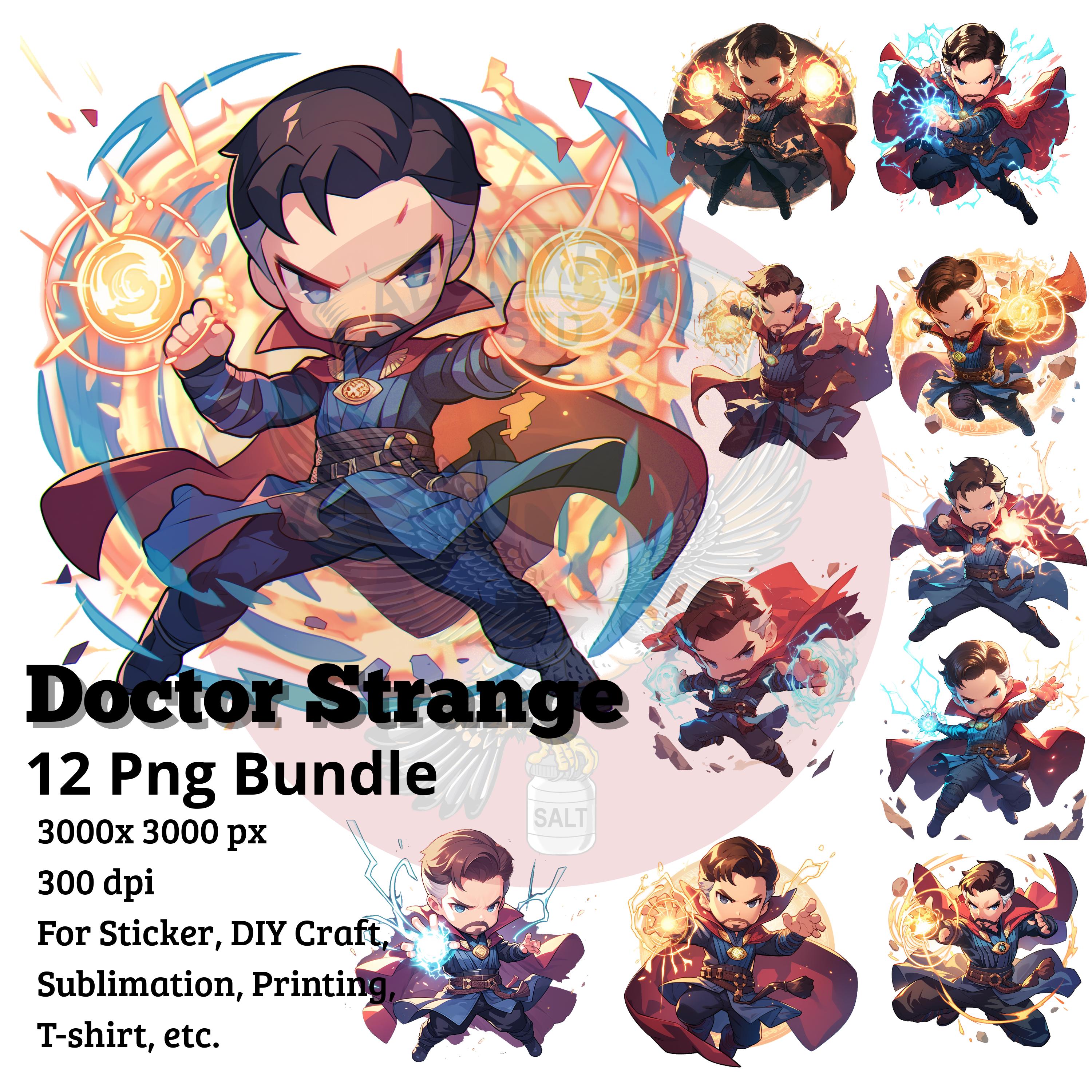 Doktor Strange Cute PNG Bündel | 10 Digitale Dateien | 3000x3000px | Superheld Clipart für Sublimation, T-Shirts, Tassen, Kunsthandwerk und mehr