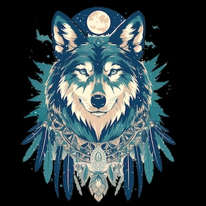 Boho Wolf Design Bundle 8 PNG-Dateien für den Sublimationsdruck und für DIY-Projekte