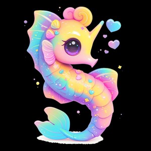 Kawaii Sea Horse Clipart Bundle | 10 PNGs for DIY Crafts, Printing & Sublimation