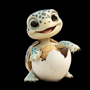Cartoon Baby Turtle Bundle, Cute Ocean Animal PNGs, Kawaii Turtle Graphics for Shirts, Stickers, and Crafts