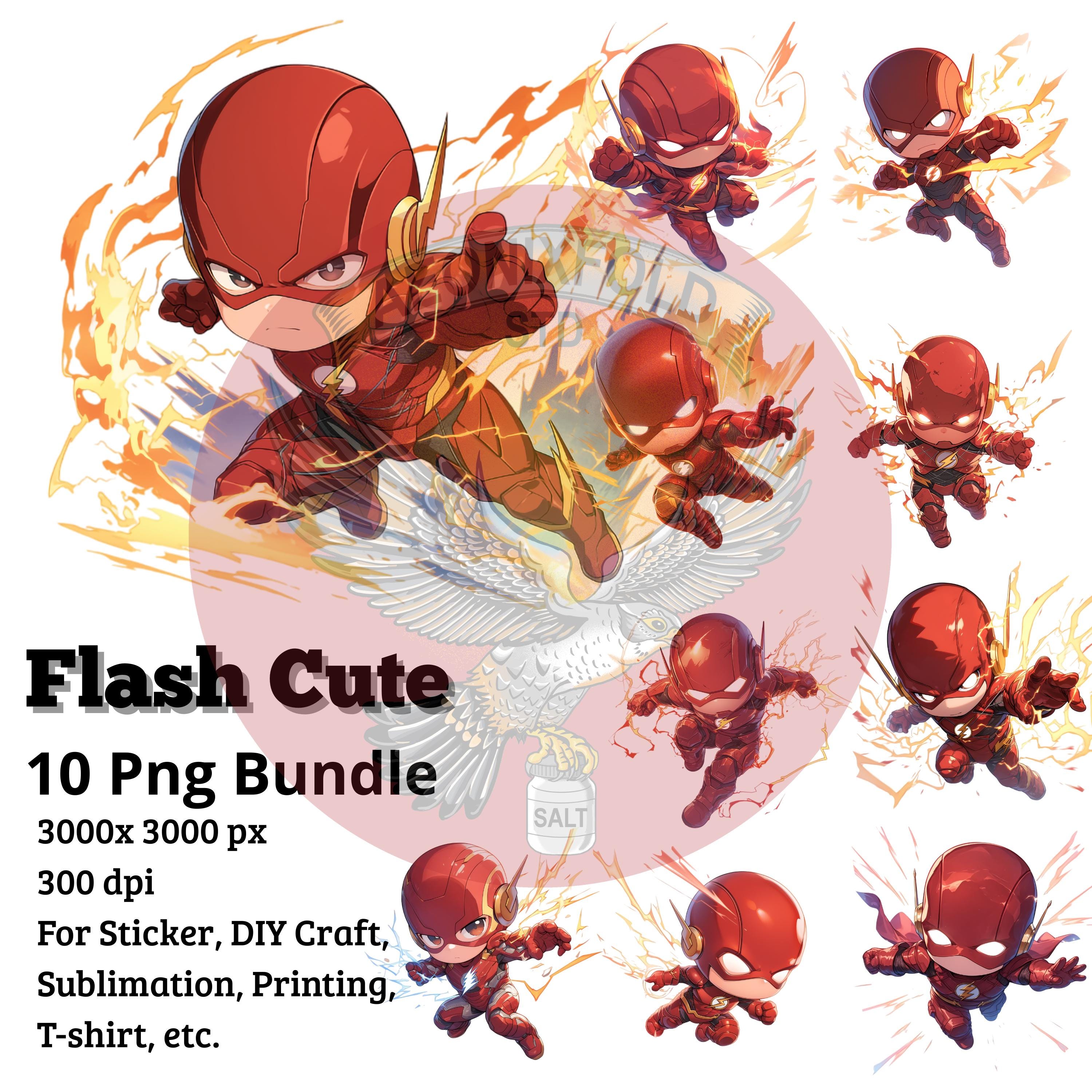 10 Flash mignons PNG | Clipart super-héros | PNG haute résolution | Pour les chemises, les tasses et les projets de sublimation