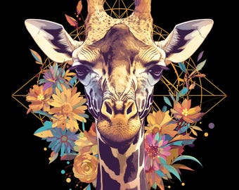 Ensemble de 10 cliparts bohèmes girafe, art animalier bohème mignon pour autocollants, chemises et décoration