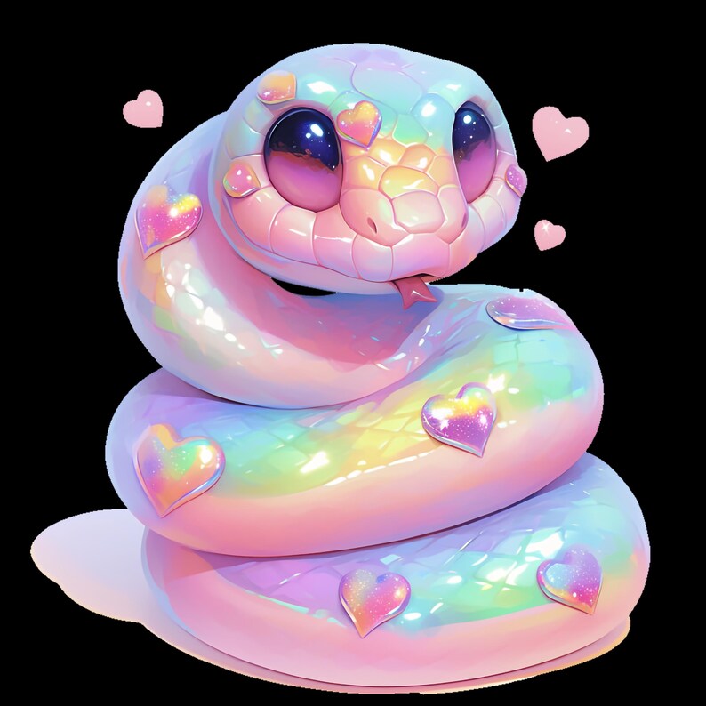 Cute Chibi Snake Clipart | 10 PNG Bundle for Sublimation, Printing ...