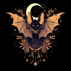 Bohemian Bat Design Bundle – Digital Download of 5 Bat PNGs for Cricut, T-Shirts, and Invitations