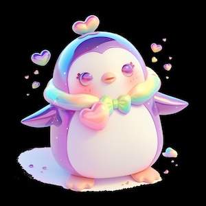 Kawaii Pinguin Clipart - 10 süße Chibi PNGs für Kunsthandwerk und Sublimation