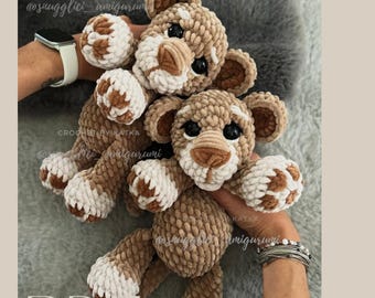 Schema all'uncinetto per cucciolo di leone in formato PDF / Tutorial per amigurumi per bambini nella giungla / Peluche all'uncinetto a forma di animale da safari