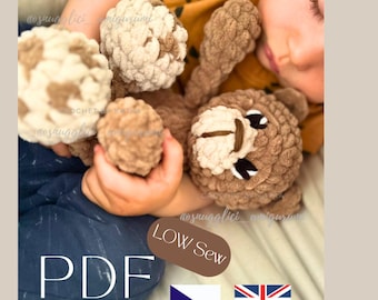 Padrão de Crochê para Ursinho de Pelúcia Aconchegante em PDF | Tutorial de Amigurumi para Bebê | Brinquedo de Conforto para Bebê