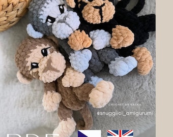 Monkey Snuggler Crochet Pattern PDF | Plush Monkey Amigurumi | Low Sew
