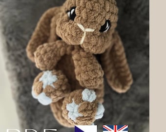 Bunny Snuggler Crochet Pattern PDF | Plush Rabbit Amigurumi | Low Sew