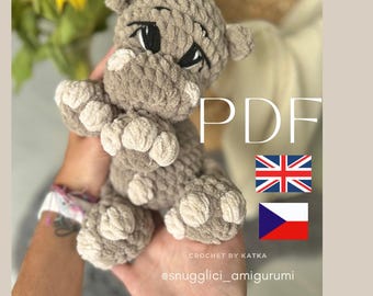 Crochet Hippo Pattern PDF | Hippo Amigurumi Tutorial |  Animal Crochet Toy Plushie