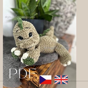 Crochet Baby Dino Pattern PDF – Cute amigurumi dinosaur plush toy, crochet dinosaur pattern, beginner crochet tutorial